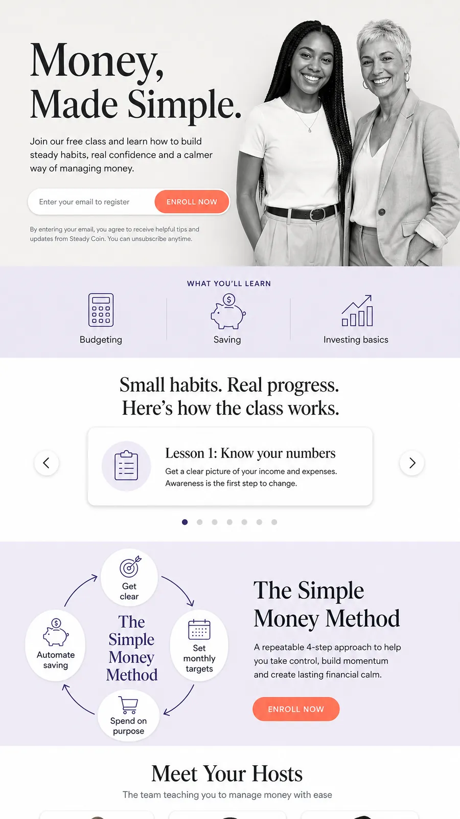 Example sales page for Money, Made Simple (fictional)